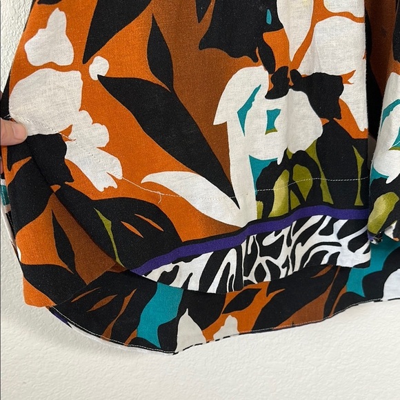 For Cynthia LINEN BLEND Dress Balloon/Puff Short Sleeves Floral Small - Picture 6 of 6